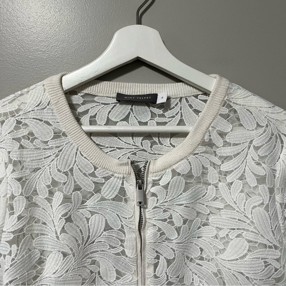 Mint Velvet Lace Bomber Jacket Ivory - Picture 3 of 8